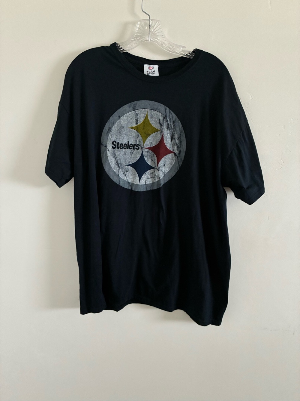 NFL Pittsburgh Steelers Black Tee with Yellow Red and Blue Logo
